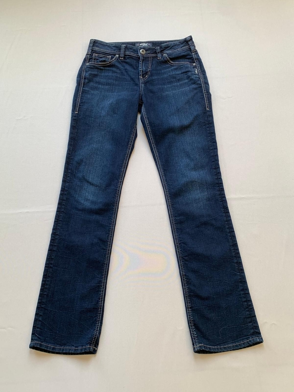 Silver Jeans Suki High Straight Jeans Women's W29 L32 Dark Wash Stretch Denim